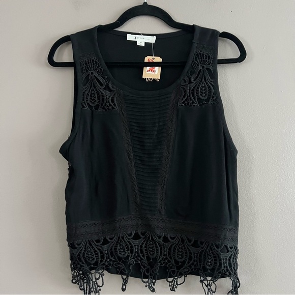 Nylon Apparel Sleeveless Top Lace up Side Tie Black Medium - Picture 1 of 11